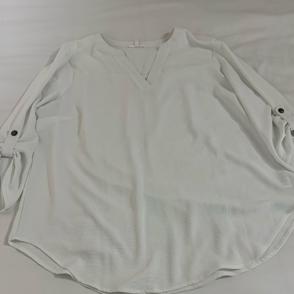 Maurices Light Cream Blouse with Button Sleeves